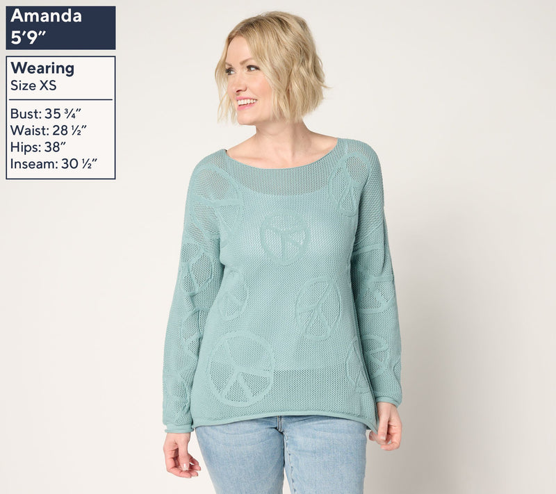 Peace Love World Boheme Mixed Motif 100% Cotton Sweater — View 13