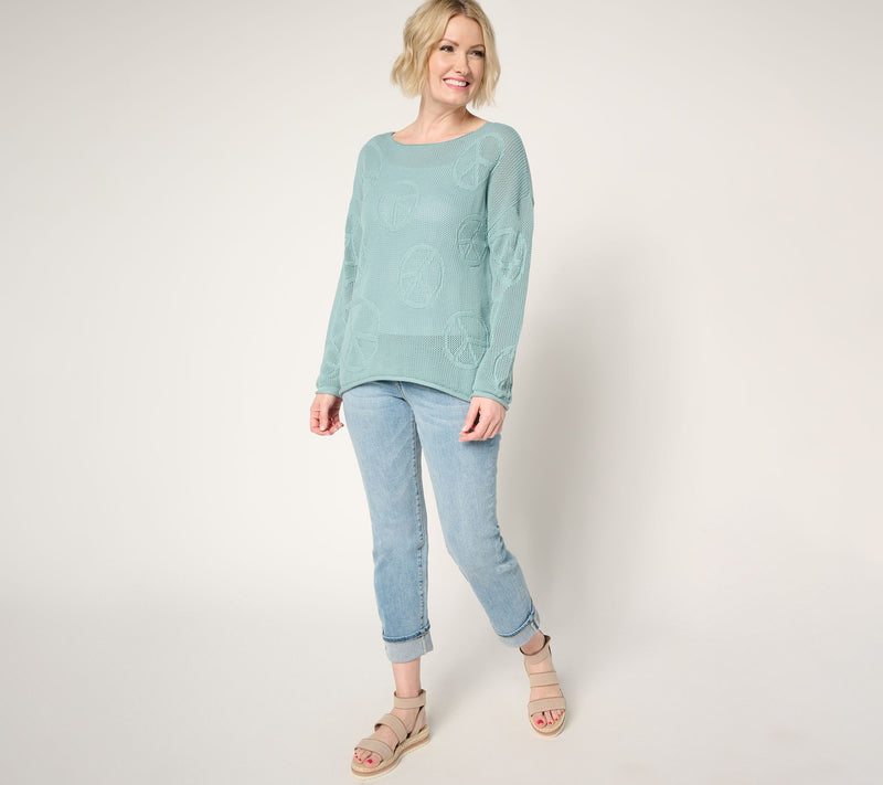 Peace Love World Boheme Mixed Motif 100% Cotton Sweater — View 15