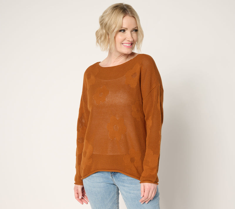 Peace Love World Boheme Mixed Motif 100% Cotton Sweater — View 9