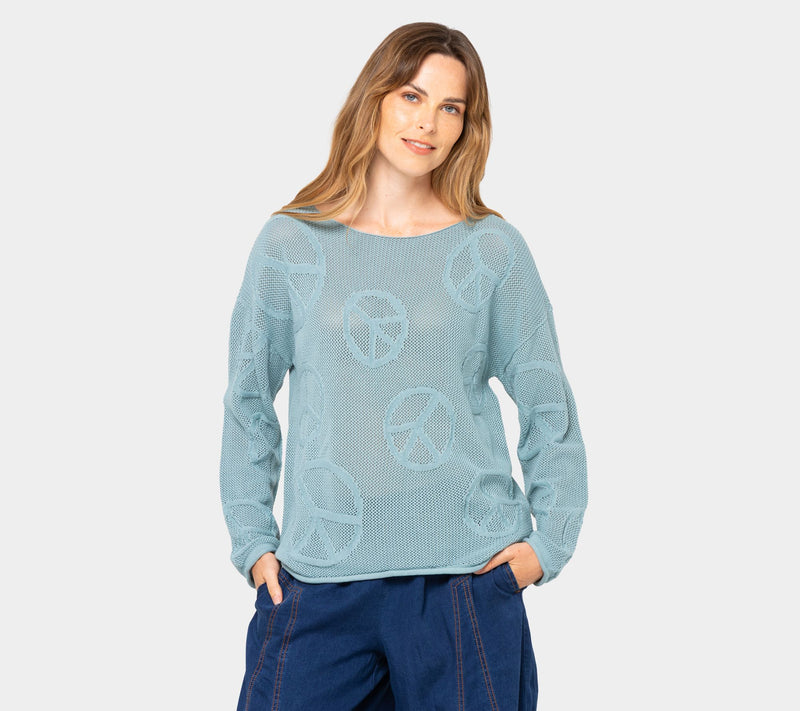Peace Love World Boheme Mixed Motif 100% Cotton Sweater — View 18