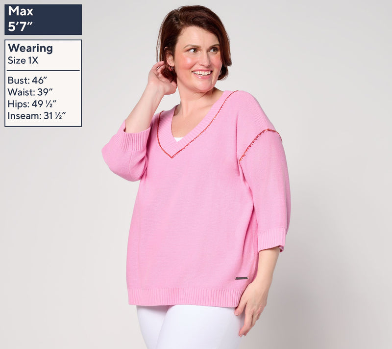 Peace Love World Boheme 100% Cotton 3/4-Sleeve Sweater — View 8