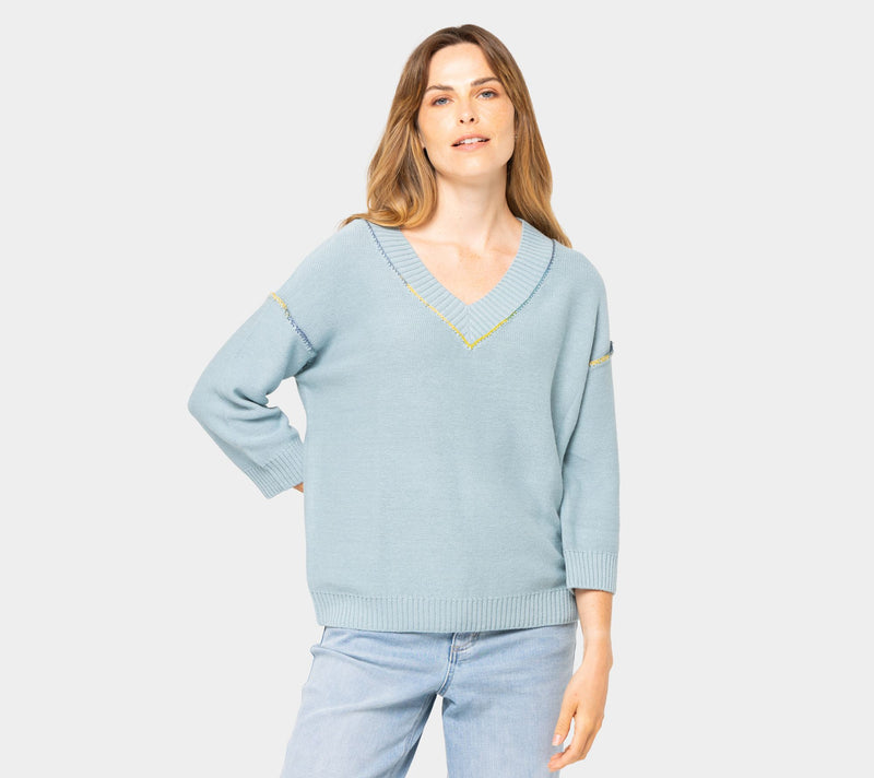 Peace Love World Boheme 100% Cotton 3/4-Sleeve Sweater — View 6