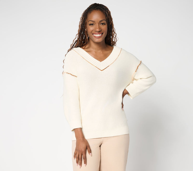 Peace Love World Boheme 100% Cotton 3/4-Sleeve Sweater — View 7