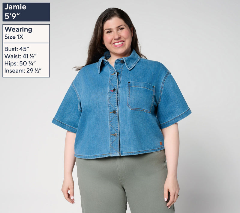 Peace Love World Short-Sleeve Denim Jacket — View 2