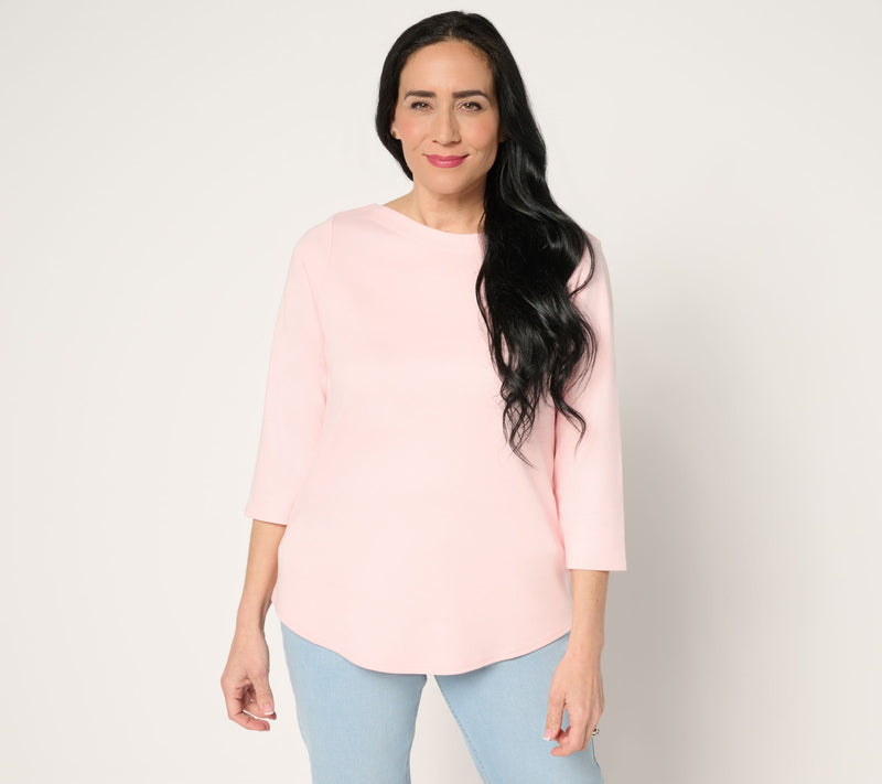 Martha Stewart Signature Bateau Neck 3/4 Sleeve Top — View 2