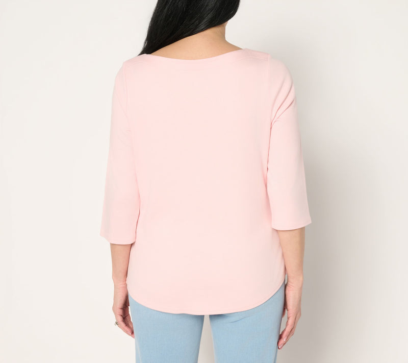 Martha Stewart Signature Bateau Neck 3/4 Sleeve Top — View 5
