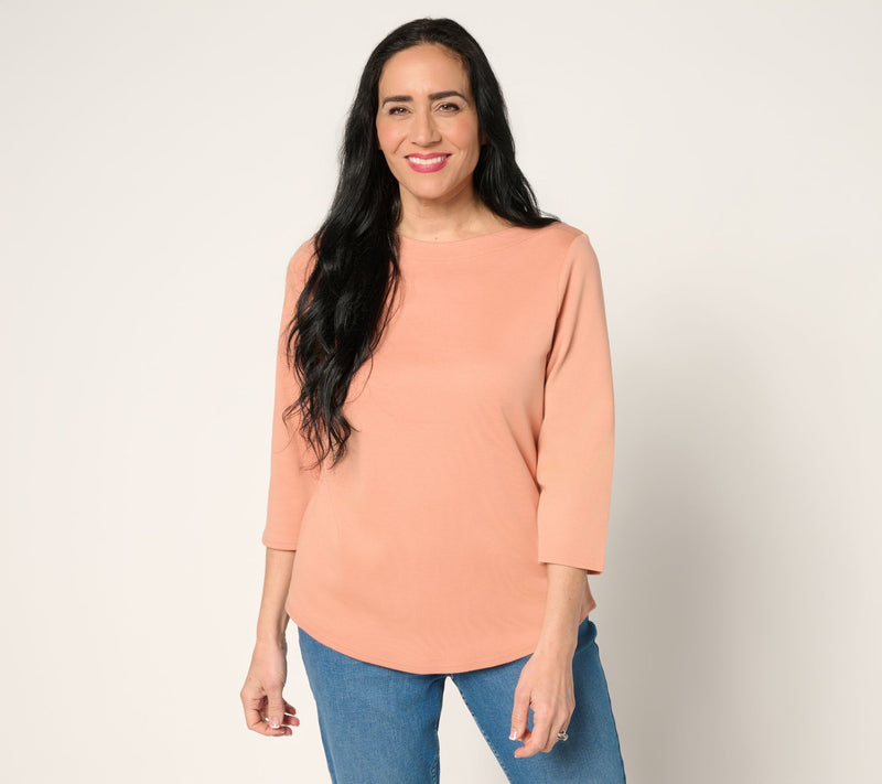 Martha Stewart Signature Bateau Neck 3/4 Sleeve Top — View 16