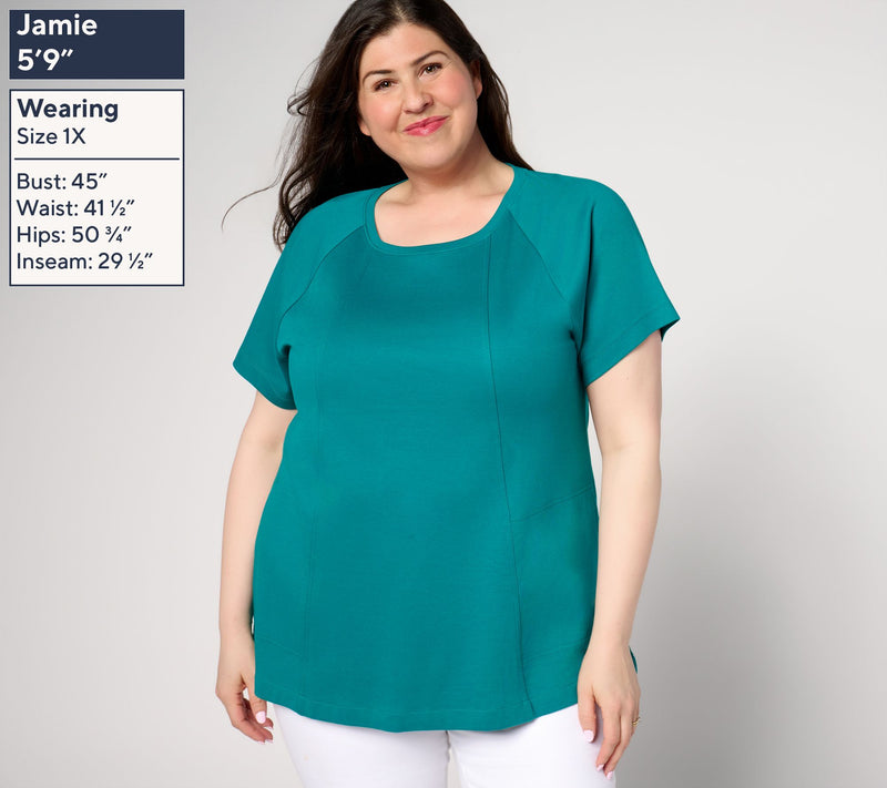 Isaac Mizrahi Live! Essentials Pima Cotton Short Sleeve Top — View 2