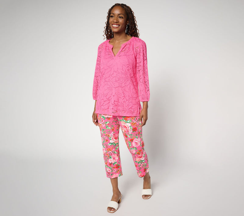 Isaac Mizrahi Live! Regular Texture Knit Crop Pants with Snap Trim — View 5