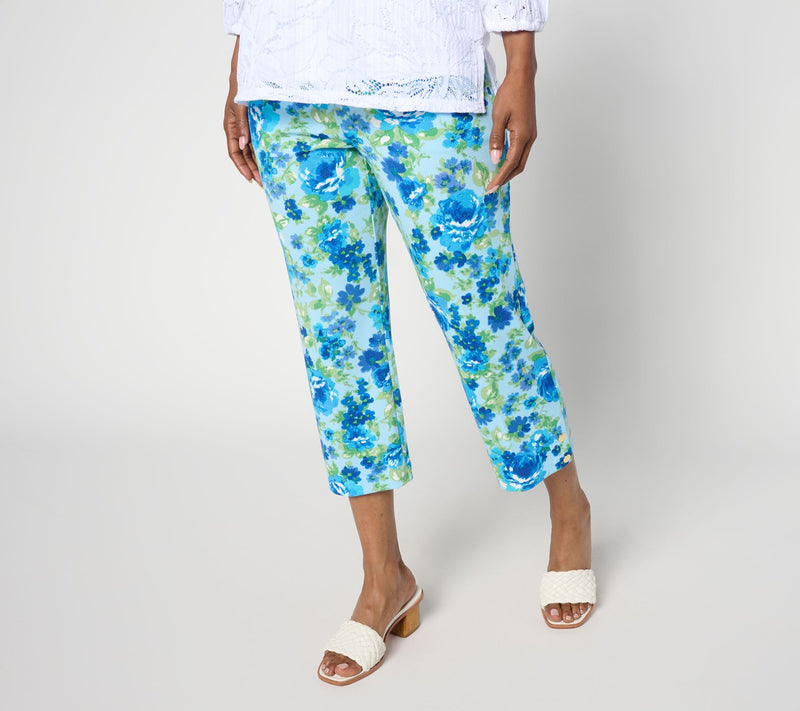 Isaac Mizrahi Live! Petite Texture Knit Crop Pants with Snap Trim — View 3