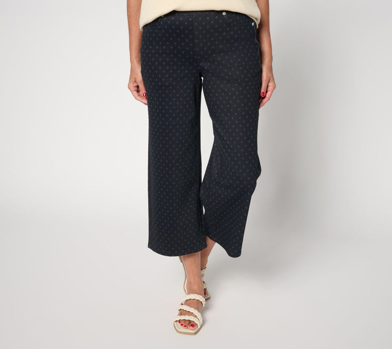 Denim & Co. Regular Comfy Knit Air Star Print Wide Leg Jeans — View 7