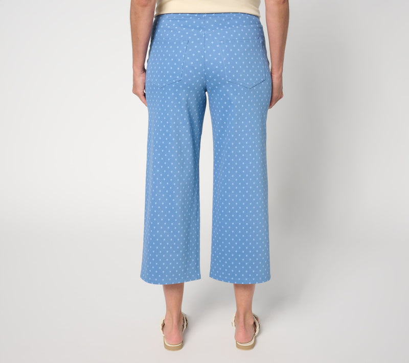 Denim & Co. Regular Comfy Knit Air Star Print Wide Leg Jeans — View 14