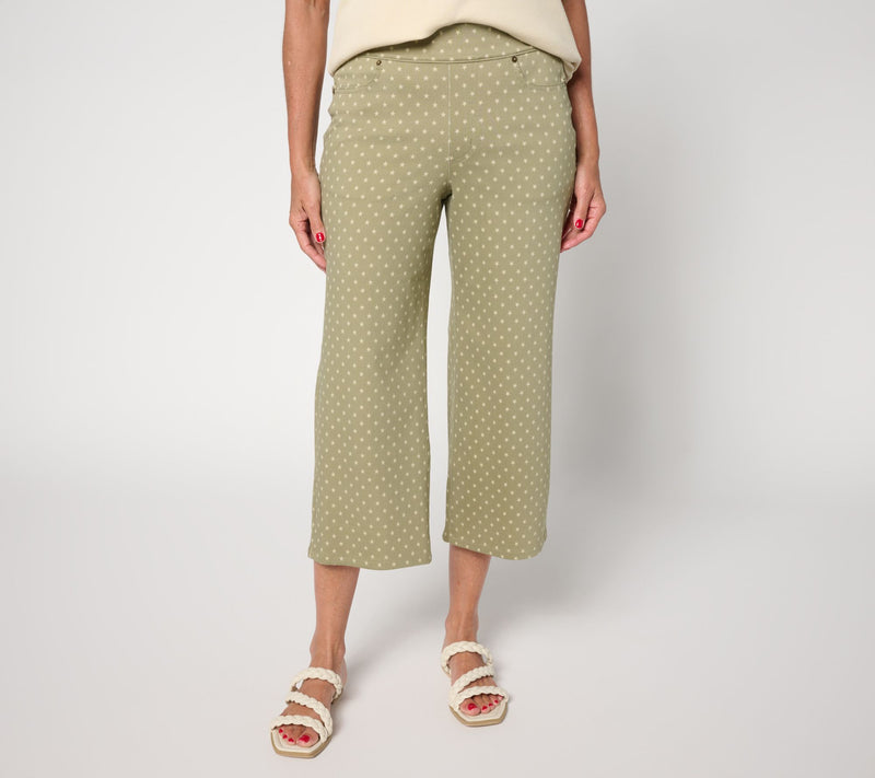 Denim & Co. Regular Comfy Knit Air Star Print Wide Leg Jeans — View 5