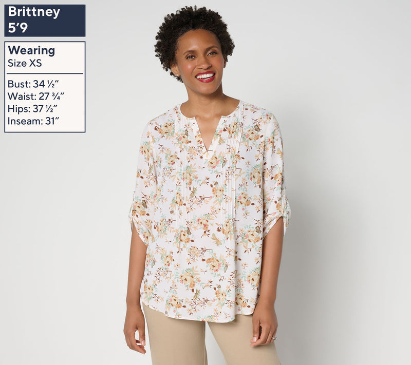 Joan Rivers Georgette Split V-Neck Pintuck Blouse — View 3