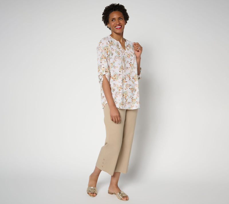 Joan Rivers Georgette Split V-Neck Pintuck Blouse — View 5