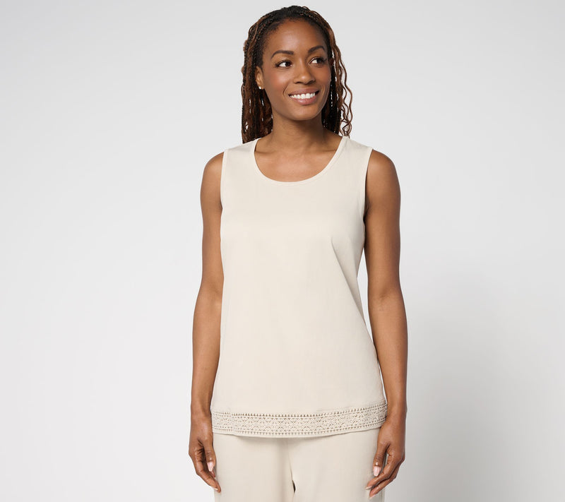 Denim & Co. Scoop Neck Tank_with Crochet Trim — View 7