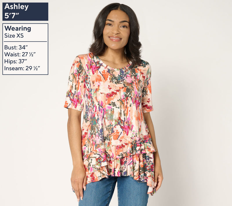 LOGO by Lori Goldstein Rayon 230 Knit Ruffle Hem Top — View 3