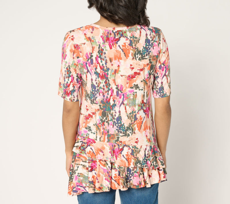 LOGO by Lori Goldstein Rayon 230 Knit Ruffle Hem Top — View 4