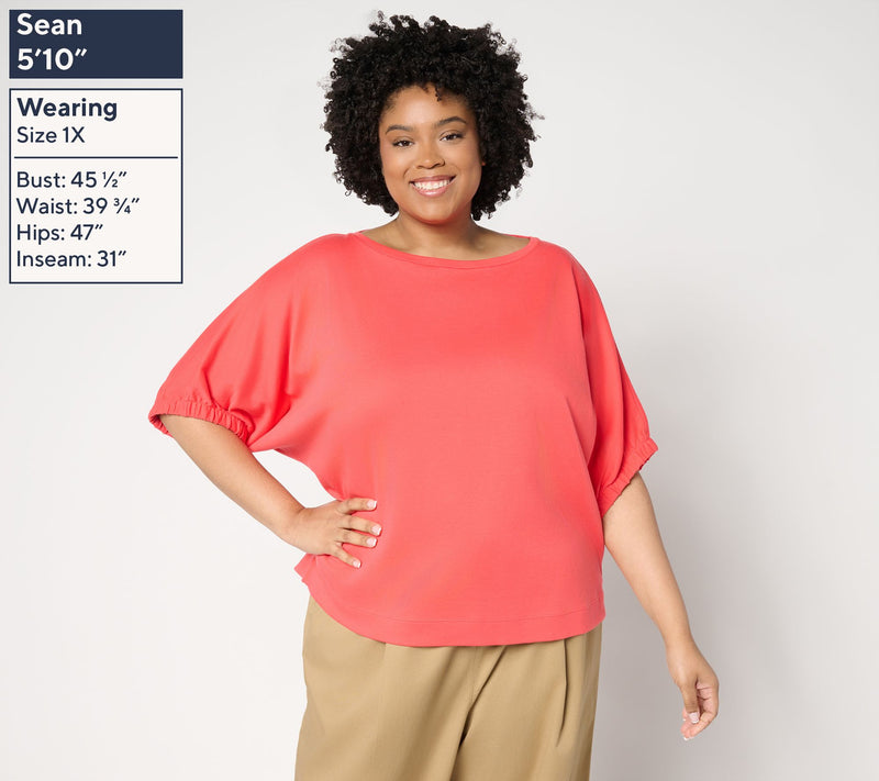 Carla Rockmore Collection 100% Cotton Dolman Sleeve Top — View 12