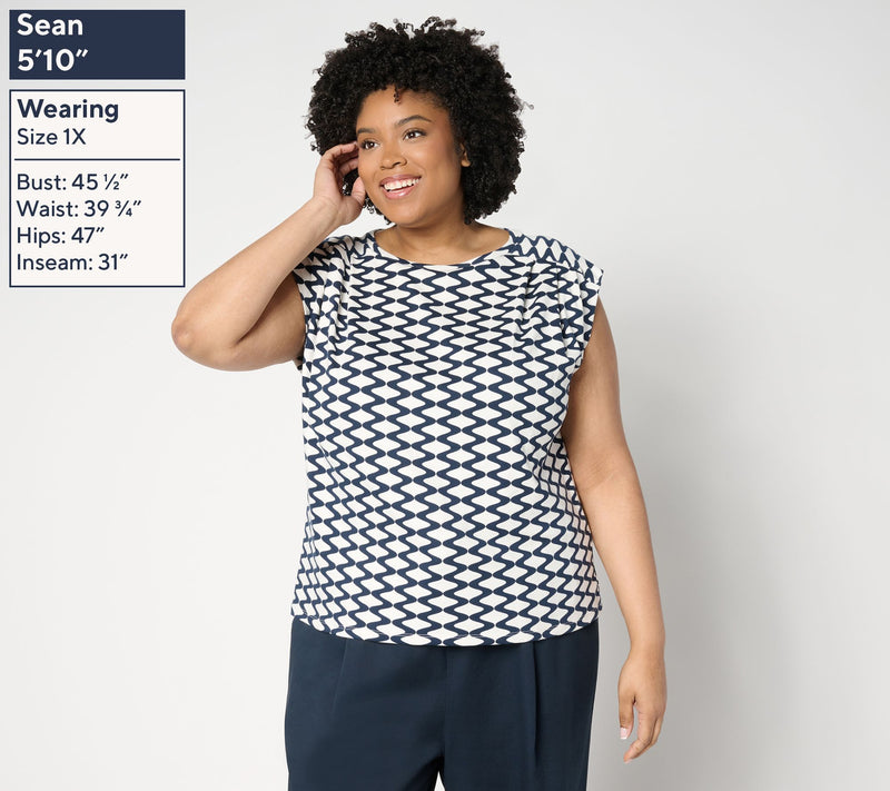 Carla Rockmore Collection 100% Cotton Pleated Shoulder Top — View 2