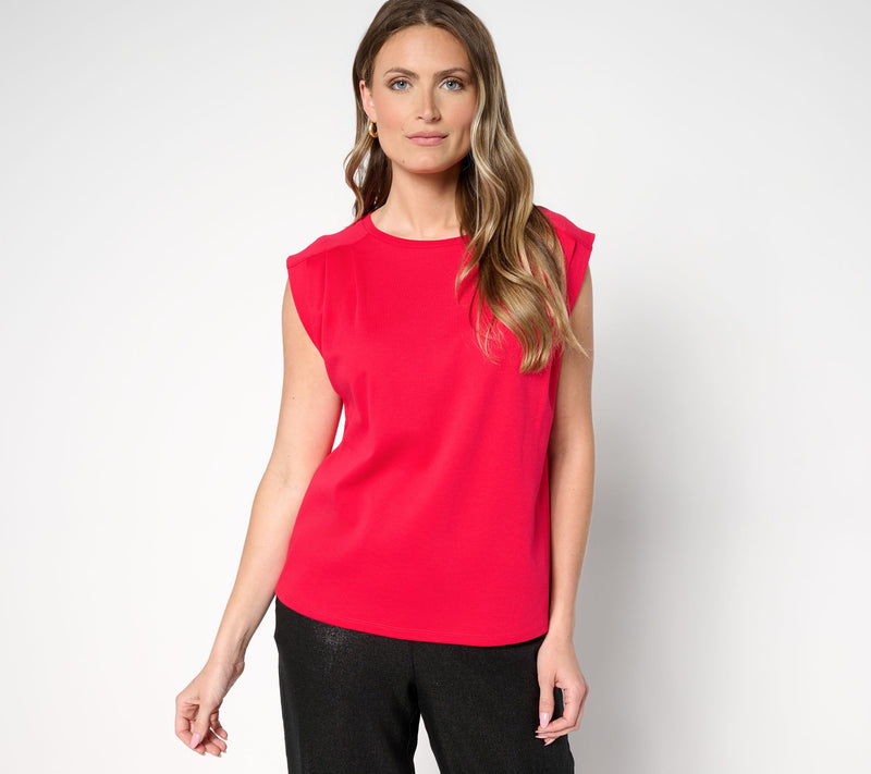Carla Rockmore Collection 100% Cotton Pleated Shoulder Top — View 13