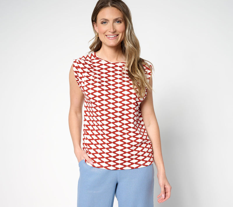Carla Rockmore Collection 100% Cotton Pleated Shoulder Top — Main view
