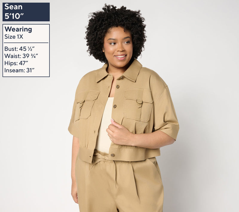 Carla Rockmore Collection Stretch Twill Elbow Sleeve Safari Jacket — View 2