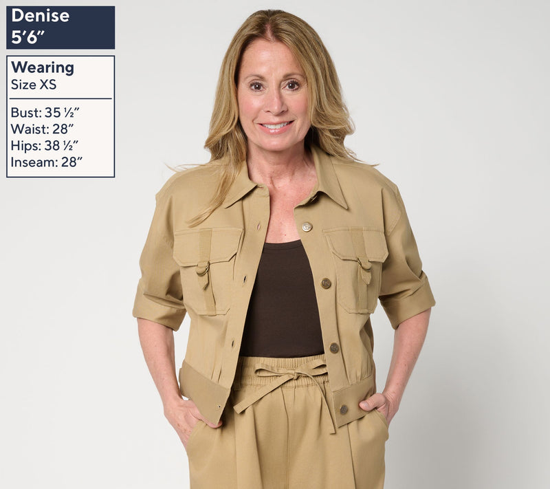 Carla Rockmore Collection Stretch Twill Elbow Sleeve Safari Jacket — View 3