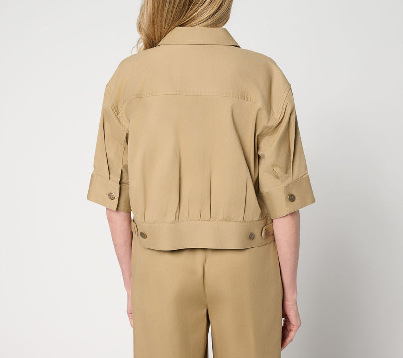 Carla Rockmore Collection Stretch Twill Elbow Sleeve Safari Jacket — View 4