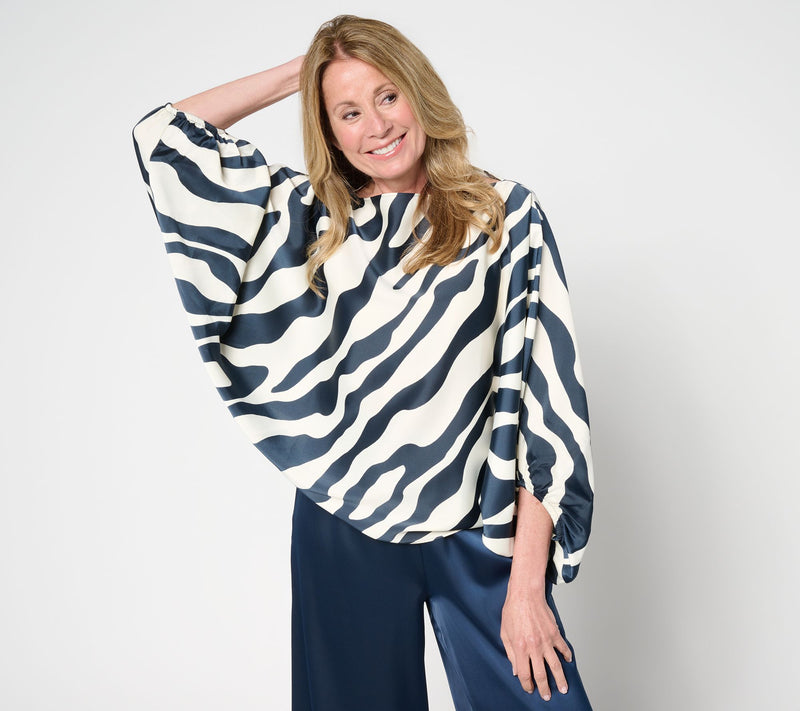 Carla Rockmore Collection Dolman Sleeve Boatneck Satin Blouse — View 11