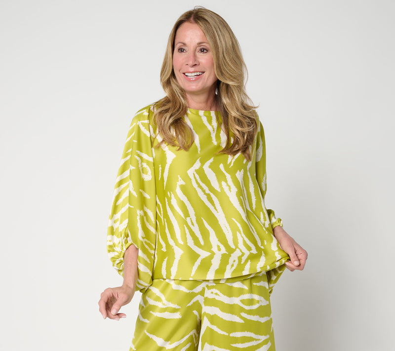 Carla Rockmore Collection Dolman Sleeve Boatneck Satin Blouse — View 9
