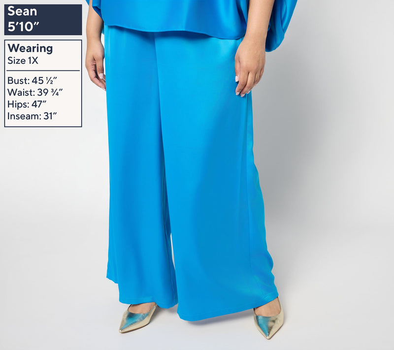 Carla Rockmore Collection Regular Wide Leg Pull-On Satin Pant — View 12