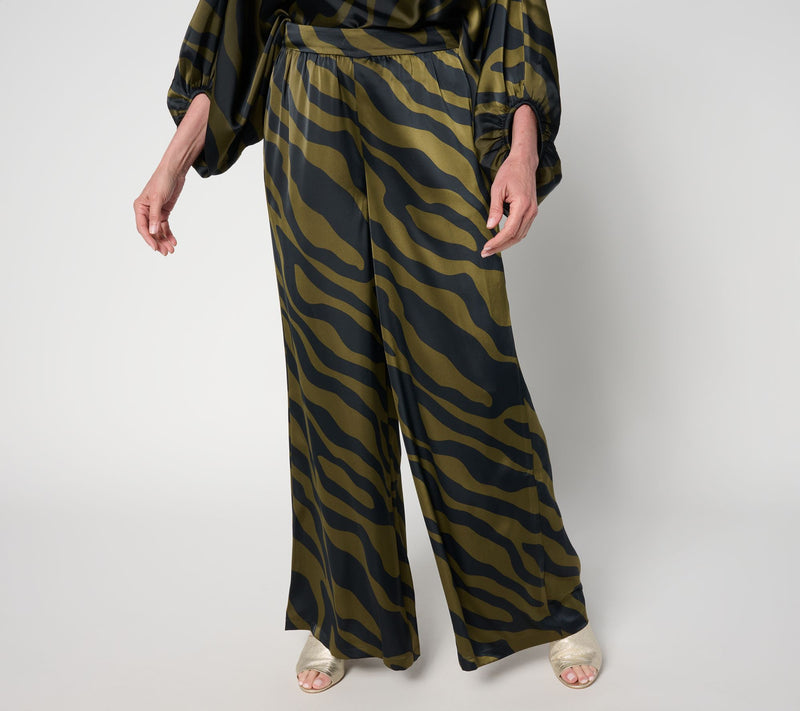 Carla Rockmore Collection Regular Wide Leg Pull-On Satin Pant — View 3