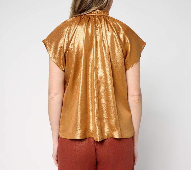 Carla Rockmore Collection Lame Cap Sleeve Blouse — View 4