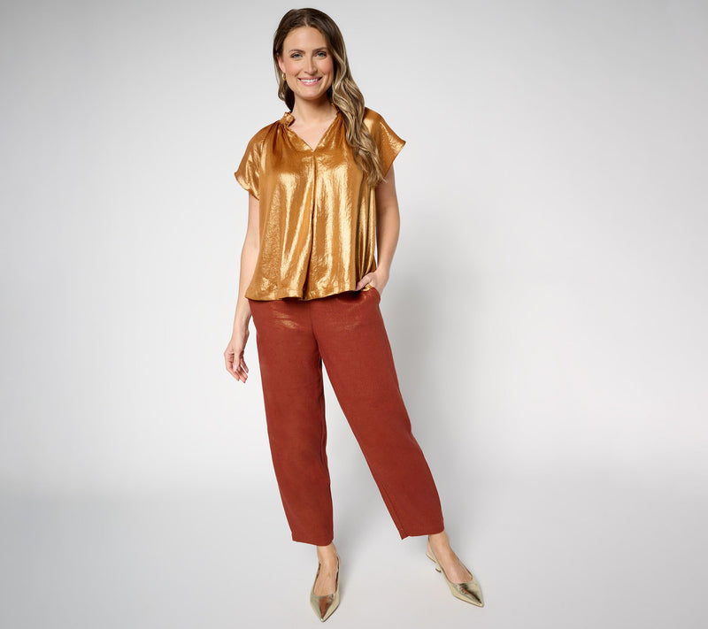 Carla Rockmore Collection Lame Cap Sleeve Blouse — View 5