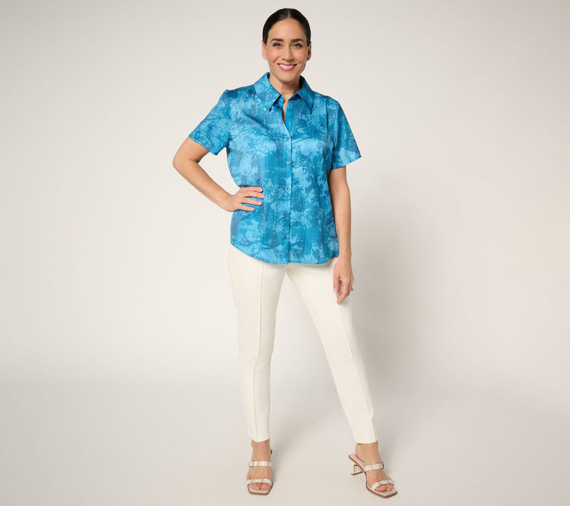 BEAUTIFUL by Lawrence Zarian Short Sleeve Button Front Blouse — View 7