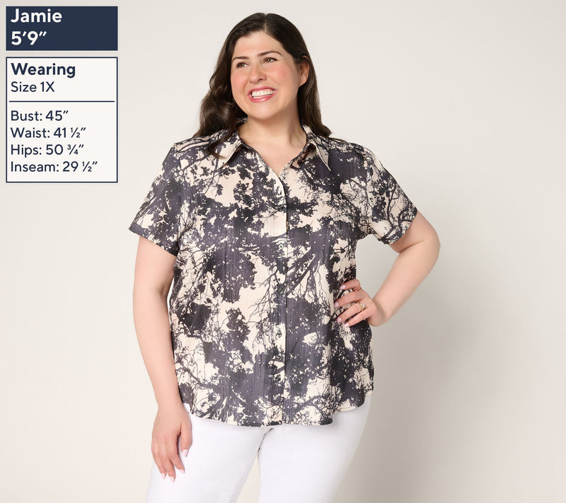 BEAUTIFUL by Lawrence Zarian Short Sleeve Button Front Blouse — View 4