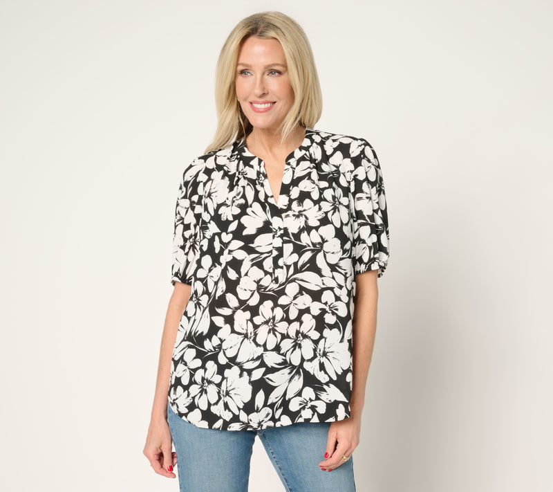 NYDJ Short Puff Sleeve Popover Blouse — View 5
