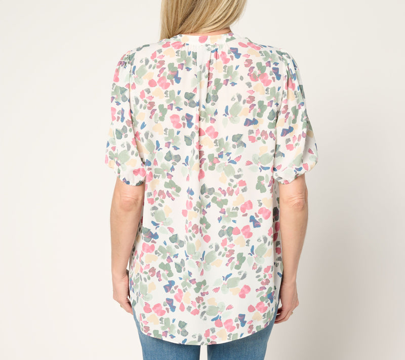 NYDJ Short Puff Sleeve Popover Blouse — View 9