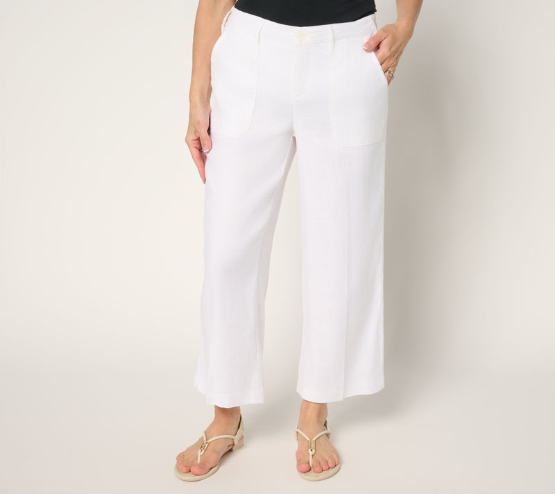 NYDJ Stretch Linen Wide Leg Cropped Cargo Pant — View 5