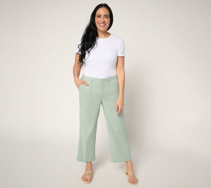 NYDJ Stretch Linen Wide Leg Cropped Cargo Pant — View 14