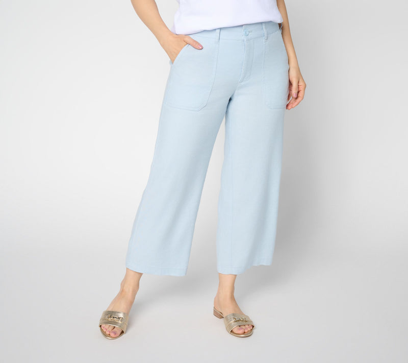 NYDJ Stretch Linen Wide Leg Cropped Cargo Pant — View 11
