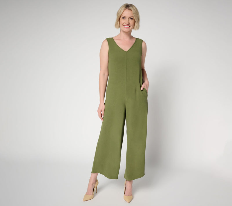Women with Control Textured Woven Sleeveless Jumpsuit — Main view