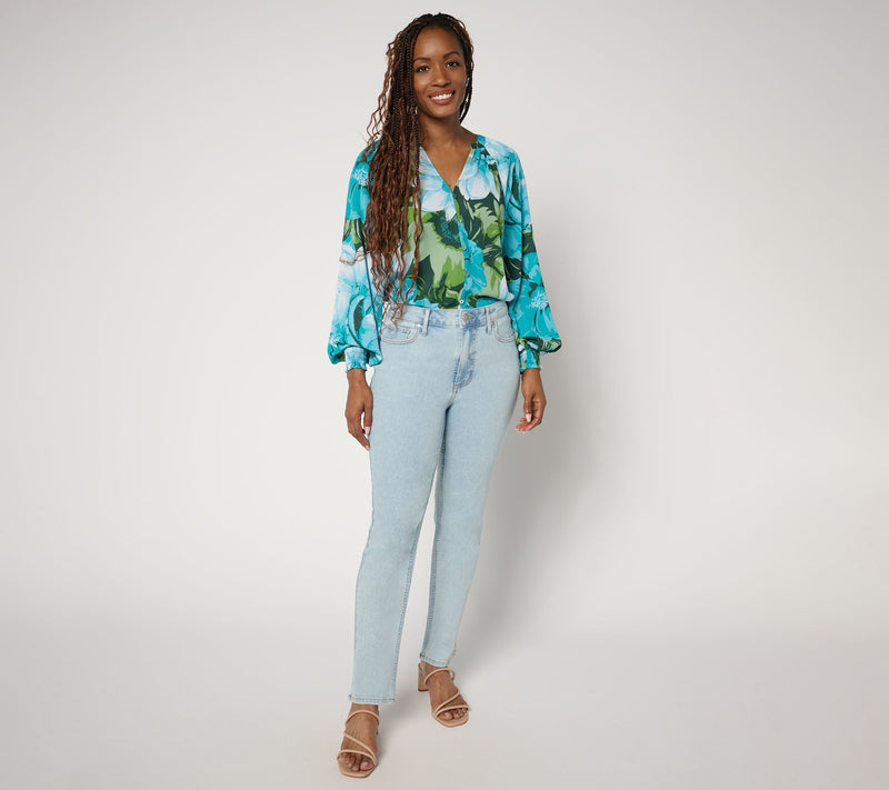 BEAUTIFUL by Lawrence Zarian Petite Classic Straight Leg Jean- Indigo — View 9