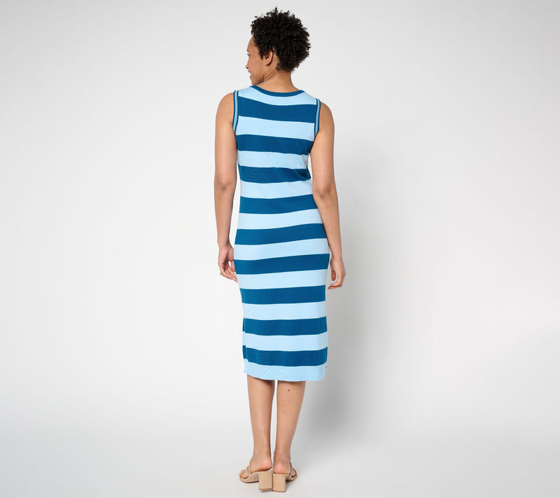 Isaac Mizrahi Live! Regular Sequin Stripe Sweater Maxi Dress — View 4