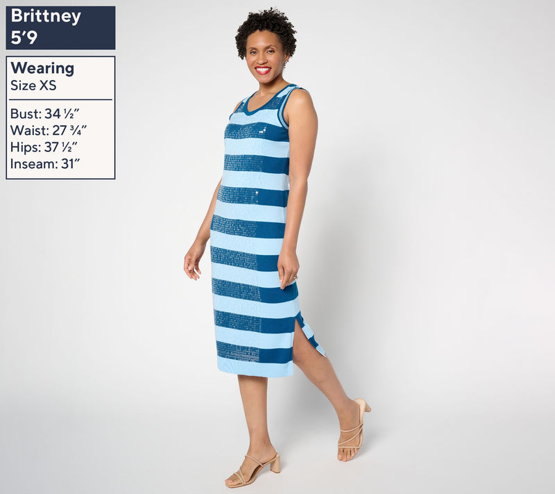 Isaac Mizrahi Live! Regular Sequin Stripe Sweater Maxi Dress — View 3