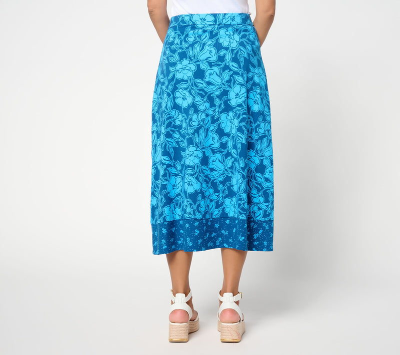 Isaac Mizrahi Live! Regular A-La-Modal Printed Faux Wrap Midi Skirt — View 3