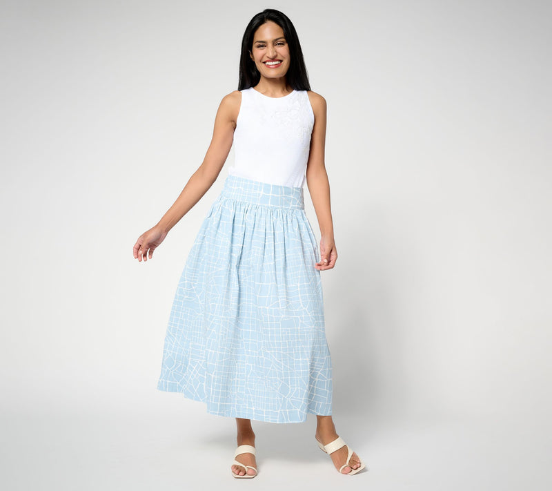 Me by Jennie Garth Petite Printed City Map Midi Skirt — View 9