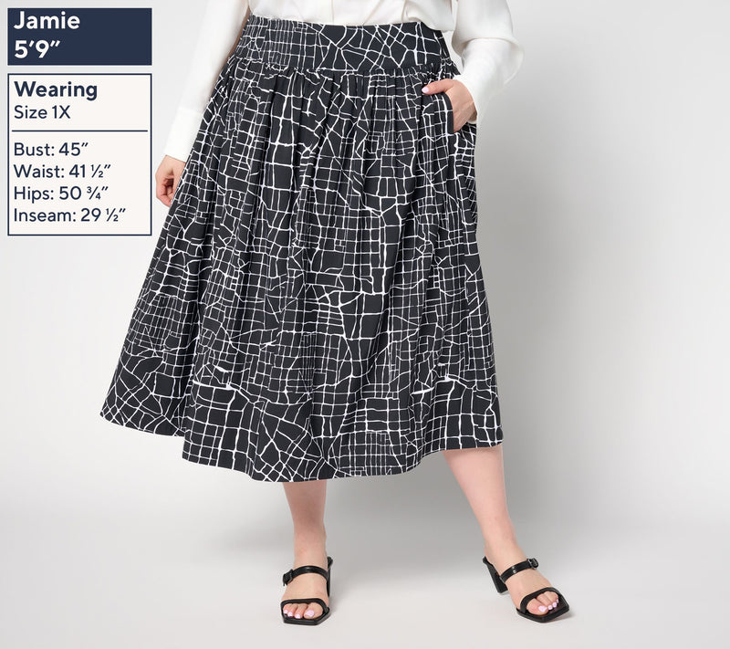 Me by Jennie Garth Petite Printed City Map Midi Skirt — View 6