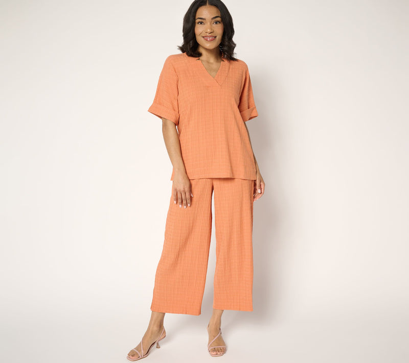 Joan Rivers Textured Short Sleeve Pullover Shirt — View 5